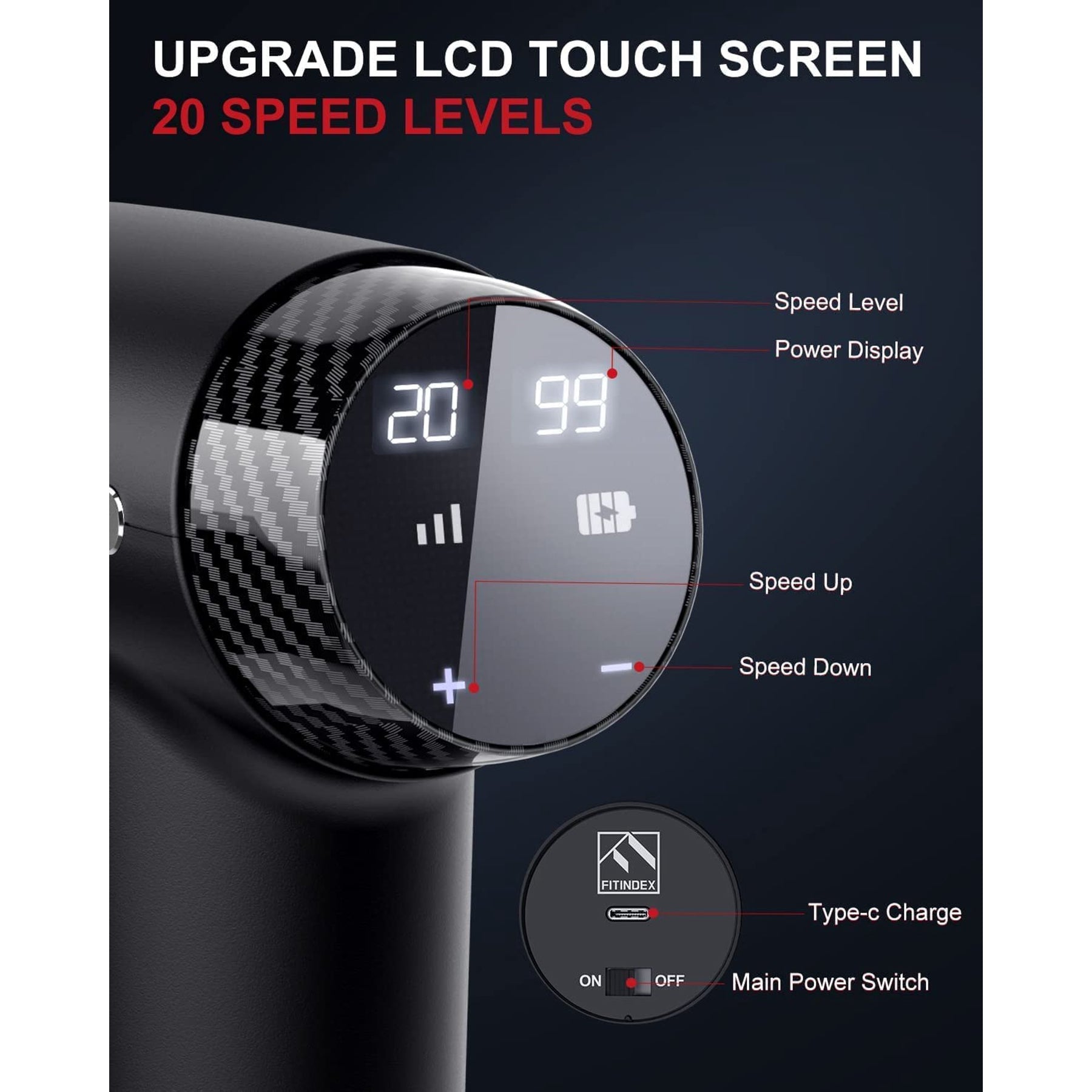 FITINDEX FB-01 Deep Tissue Handheld Massager
