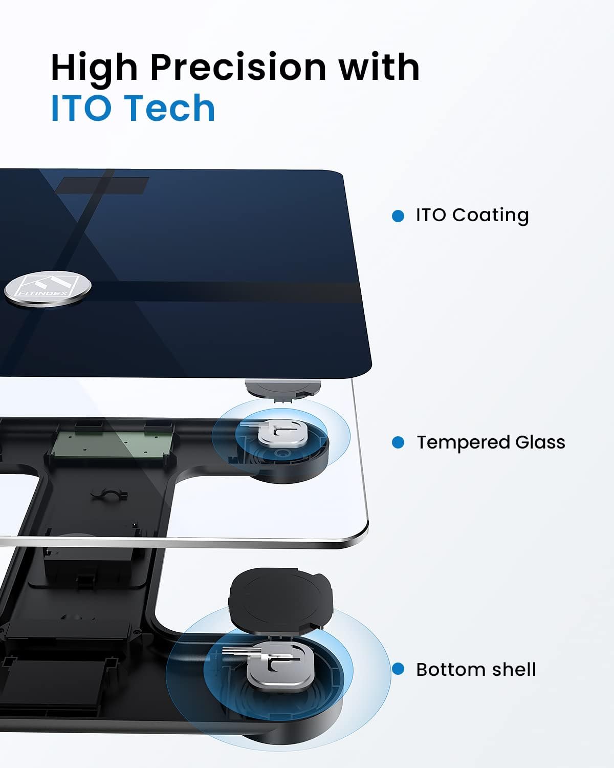 FitIndex Scale - Smart Bluetooth Body Fat Scale for Bathroom