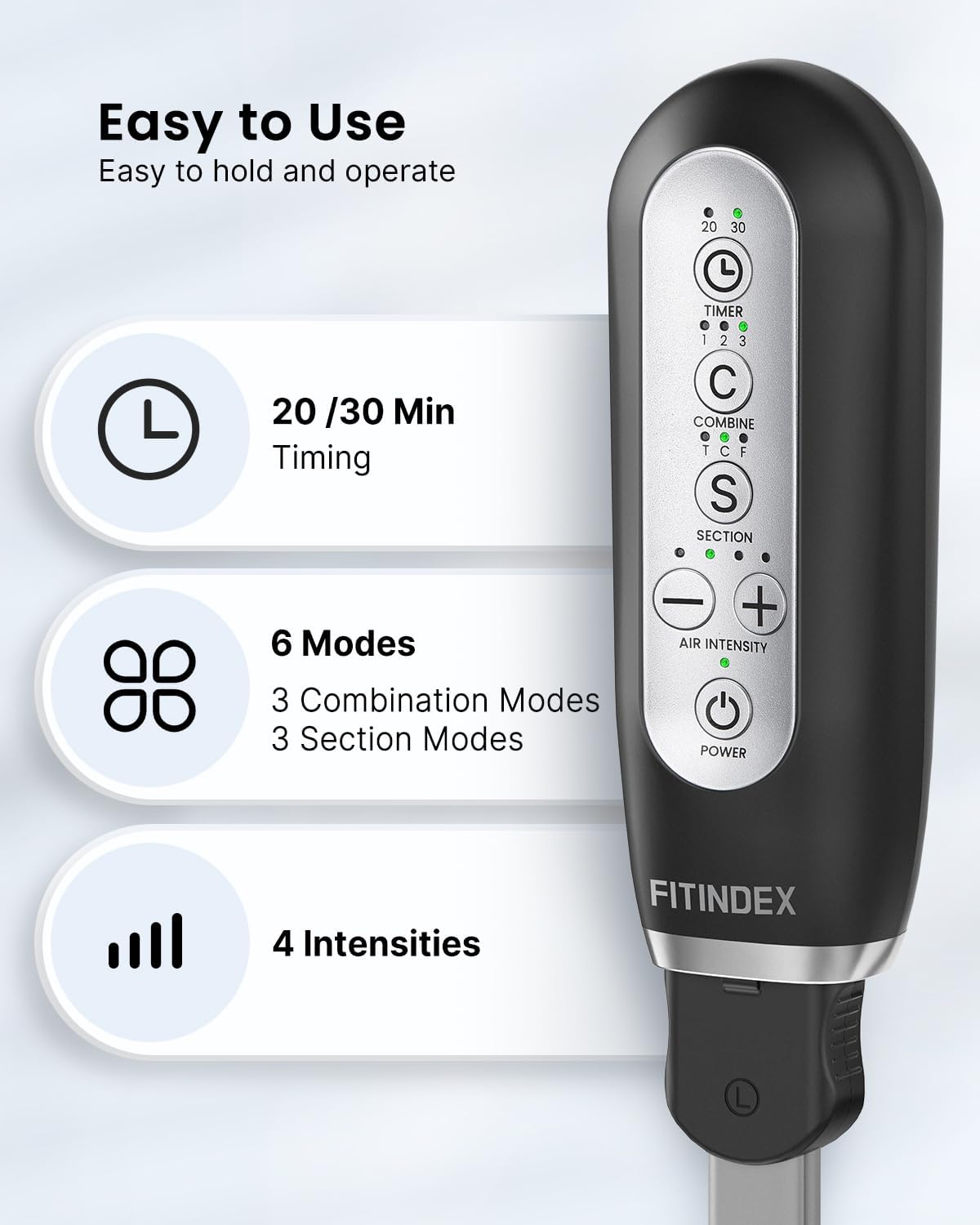 FITINDEX Leg Massager, Thigh Foot and Calf Compression Massager for Circulation and Pain Relief, Help with Muscle Fatigue,4 Intensities 6 Modes 2 Timers Gift for Mom Dad