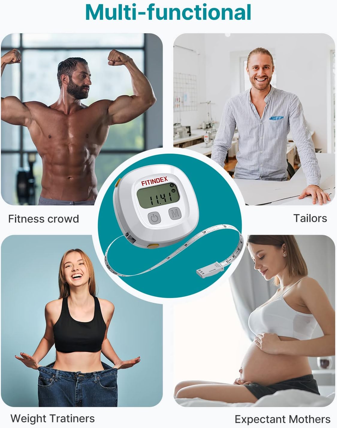 FITINDEX Smart Body Tape Measure Bluetooth Digital Measuring Tape For Body