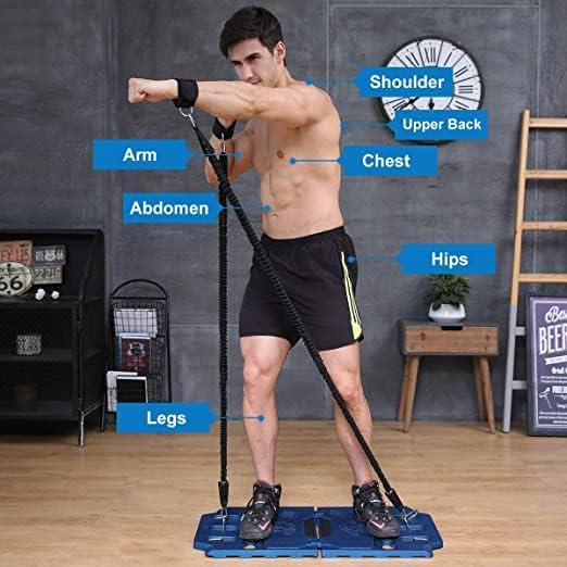 Home Gym With Resistance Bands & Workout Bar