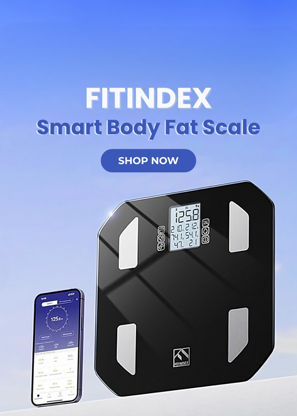 FITINDEX Smart Scale for Body Weight, Digital Bathroom Scale for
