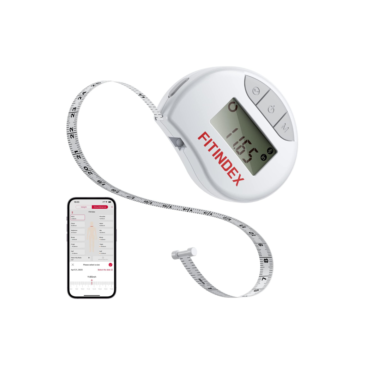  FITINDEX Smart Tape Measure Body, Bluetooth Measuring