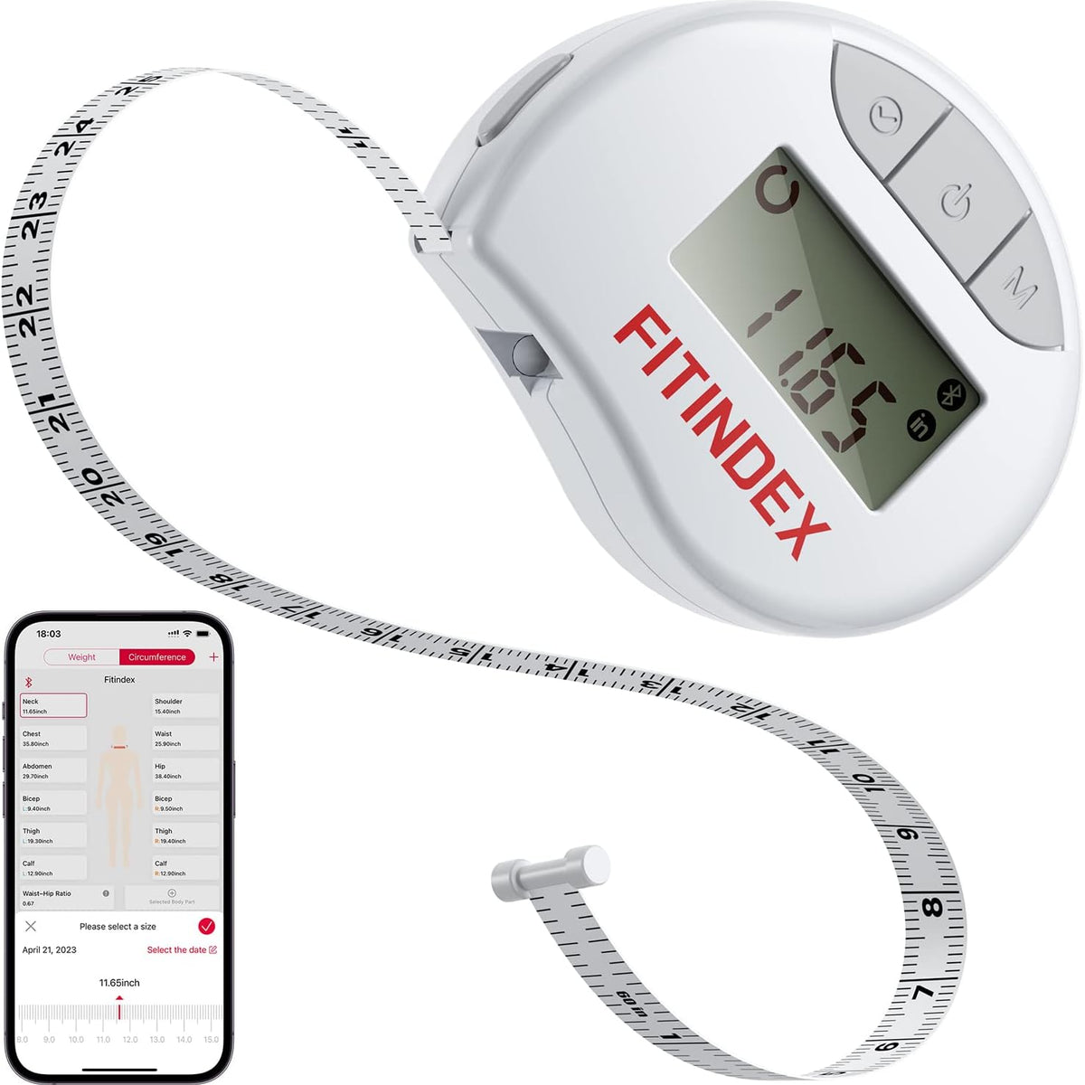 NUVOMED Bluetooth Smart Body Measuring Tape with APP- Track- Weight-Fitness  Data
