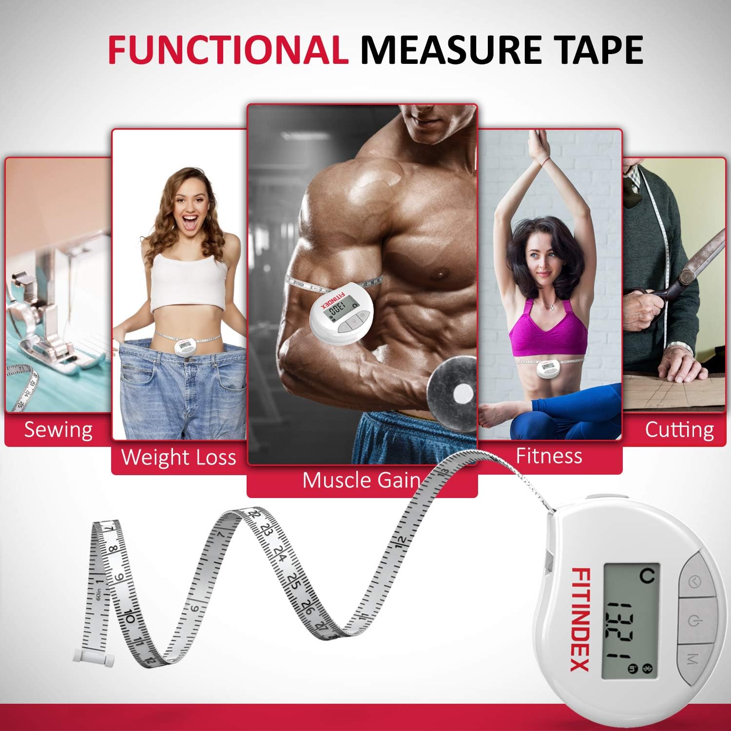 Smart Tape Measure Body with App - RENPHO Bluetooth Measuring Tapes for  Body Measuring, Weight Loss, Muscle Gain, Fitness Bodybuilding,  Retractable