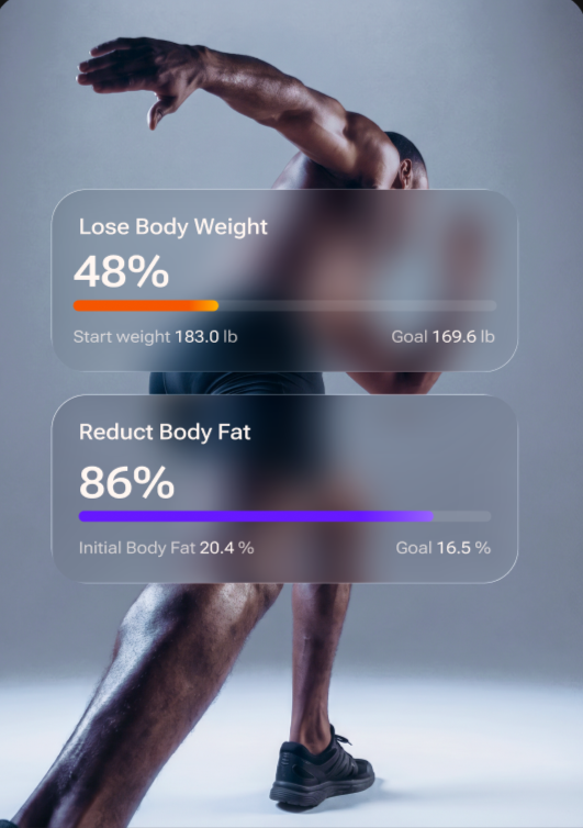 Runner with weight and body fat goal progress
